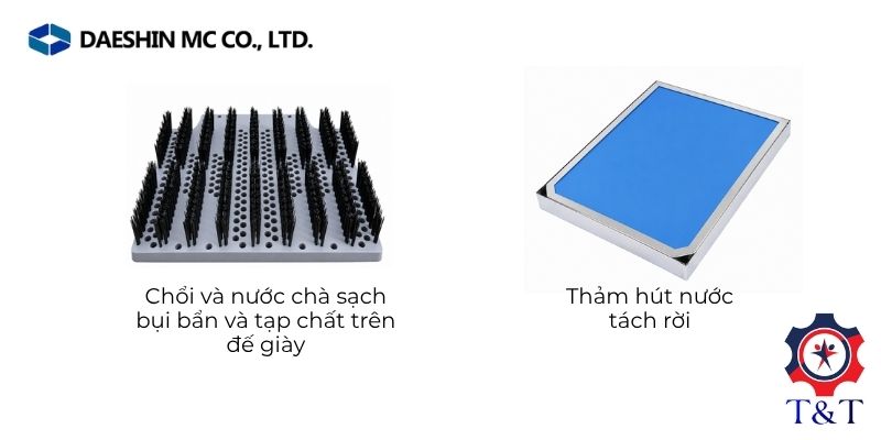 Bàn chải làm sạch và thảm hút nước của máy vệ sinh đế giày Daeshin DS-515