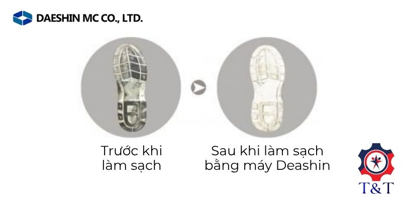 Đế giày sau khi được làm sạch bởi máy vệ sinh đế giày Daeshin DS-313